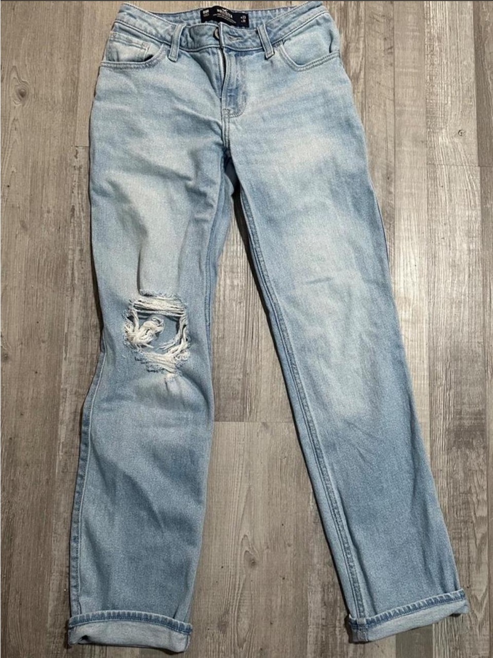 Hollister Light Blue Distressed Boyfriend Jeans